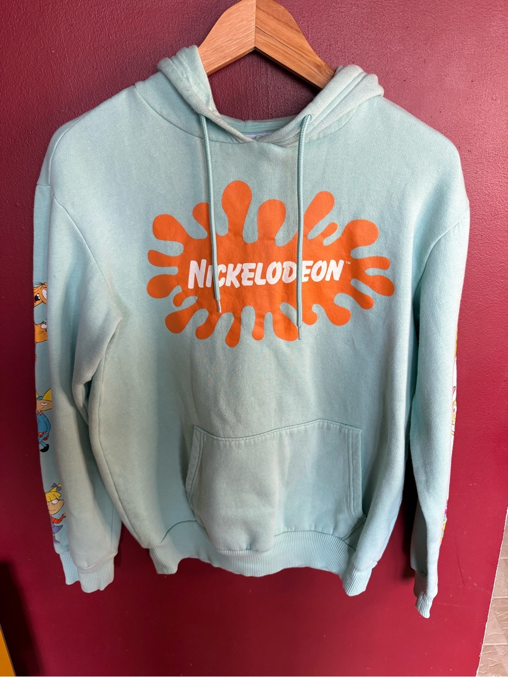 Nickelodeon Classic Logo Blue Hoodie with 90s Characters Women’s Size S